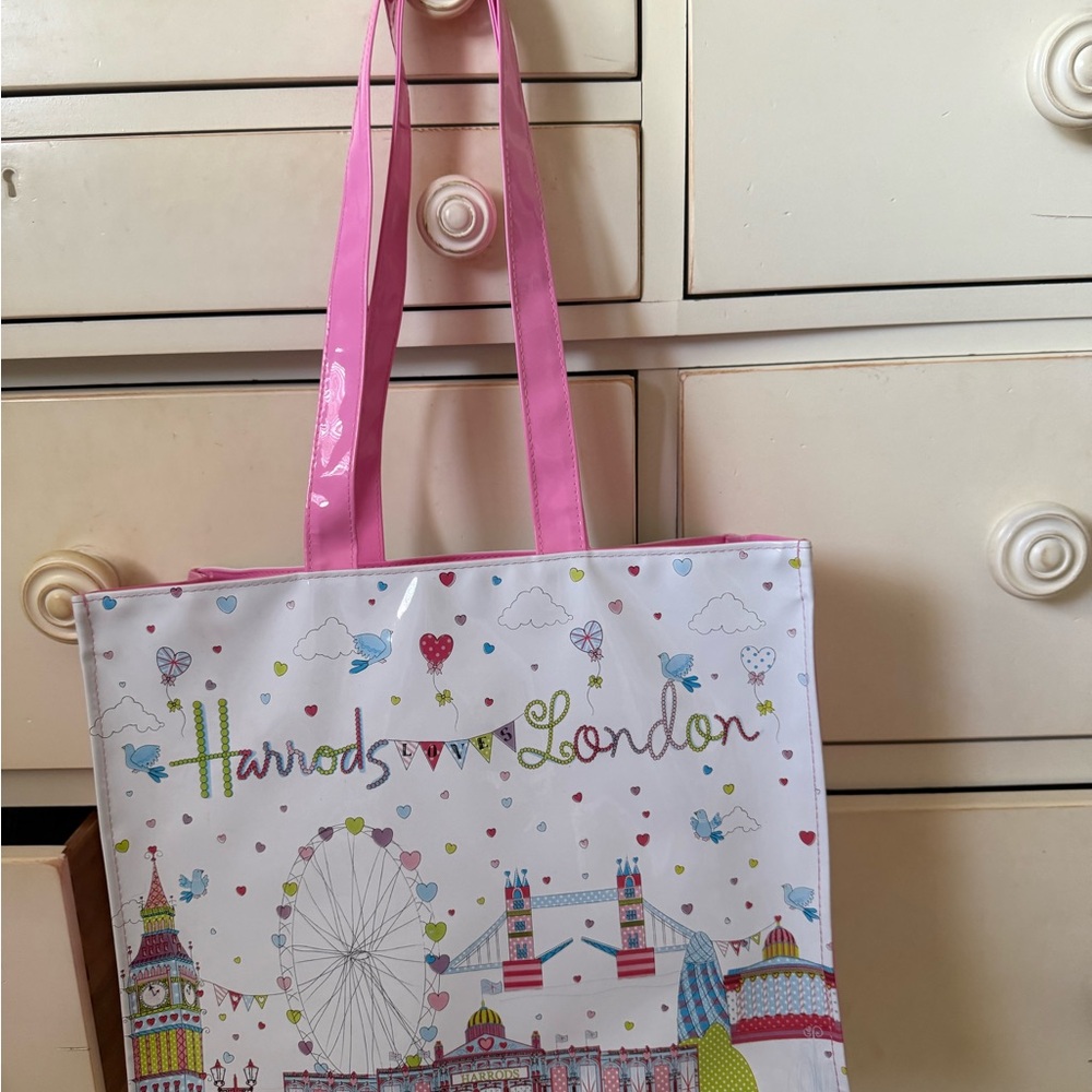 NEW (never been used) - Harrods London Pink Tote Bag - Picture 2 of 4